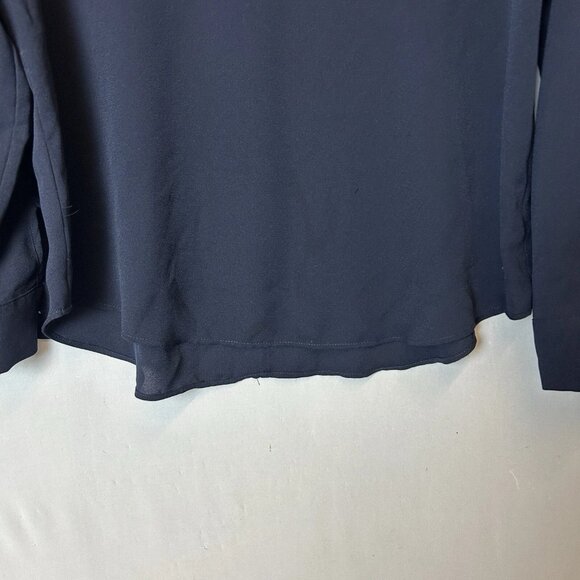 Ann Taylor Roll Tab Long Sleeve V-Neck Blouse Women's Size Medium Navy - Picture 8 of 12